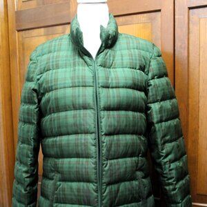 J Jill green plaid down jacket